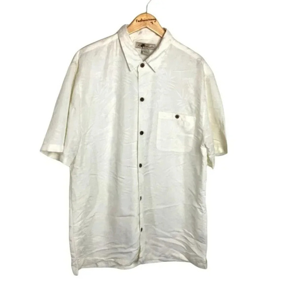 Joe Marlin XL off white textured button down short sleeve Hawaiian‎ shirt - Picture 1 of 5